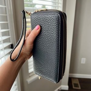 Black Leather 4-Pocket Wallet Wristlet - Never Been Used